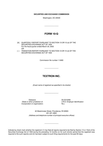 Miniature Textron 10-Q Rapport trimestriel  