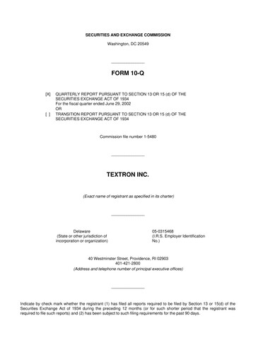 Miniature Textron 10-Q Rapport trimestriel  