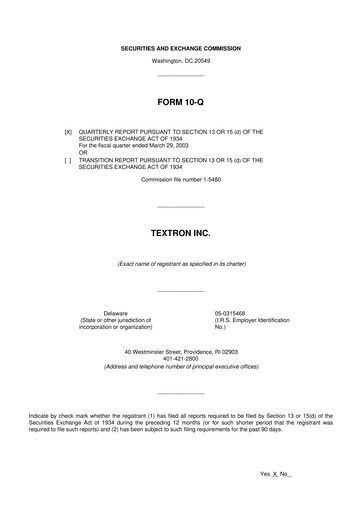 Miniature Textron 10-Q Rapport trimestriel  