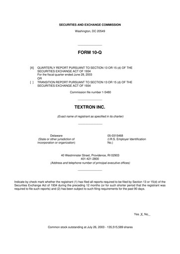 Miniature Textron 10-Q Rapport trimestriel  