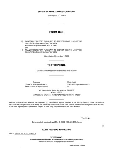Miniature Textron 10-Q Rapport trimestriel  