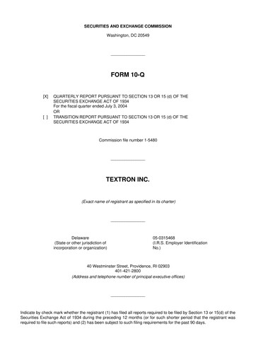 Miniature Textron 10-Q Rapport trimestriel  