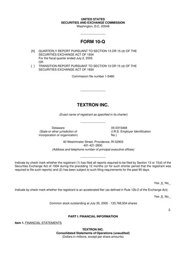 Miniature Textron 10-Q Rapport trimestriel  