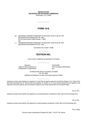 Miniature Textron 10-Q Rapport trimestriel  