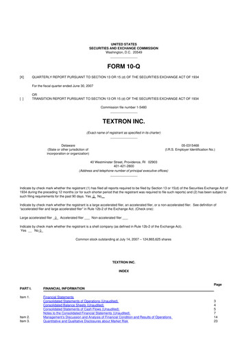Miniature Textron 10-Q Rapport trimestriel  