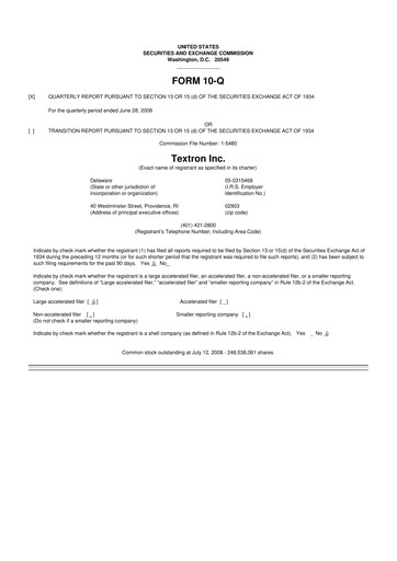 Miniature Textron 10-Q Rapport trimestriel  