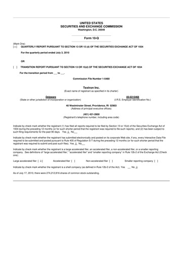 Miniature Textron 10-Q Rapport trimestriel 2010 