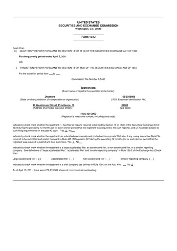 Miniature Textron 10-Q Rapport trimestriel 2011 