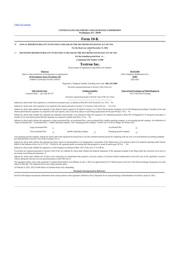 Thumbnail Textron 10-K Annual Report 2022