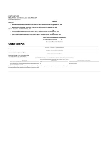 Miniature Unilever 20-F Rapport annuel 2021