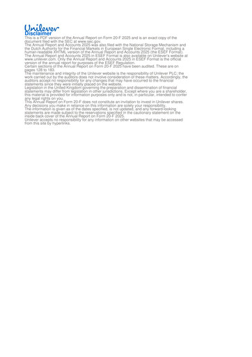 Miniature Unilever 20-F Rapport annuel 2025