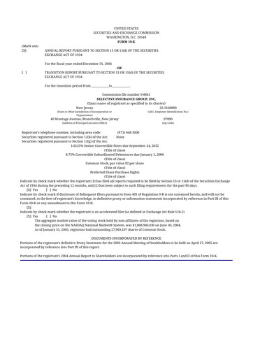 Thumbnail Selective Insurance 10-K Annual Report 