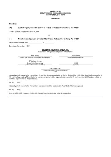 Thumbnail Selective Insurance 10-Q Quarterly Report FY 