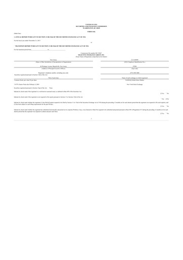 Thumbnail Selective Insurance 10-K Annual Report 2015