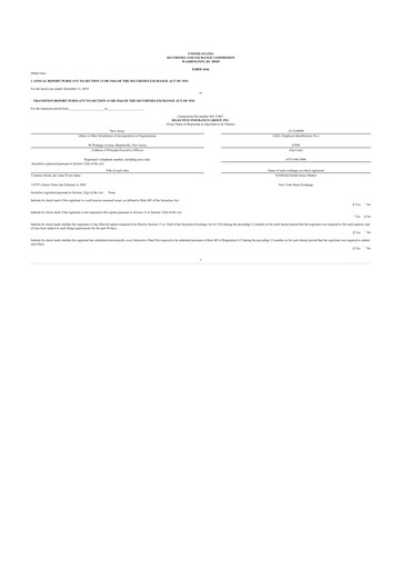 Thumbnail Selective Insurance 10-K Annual Report 2018