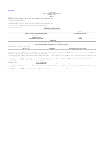 Thumbnail Selective Insurance 10-Q Quarterly Report FY2019 