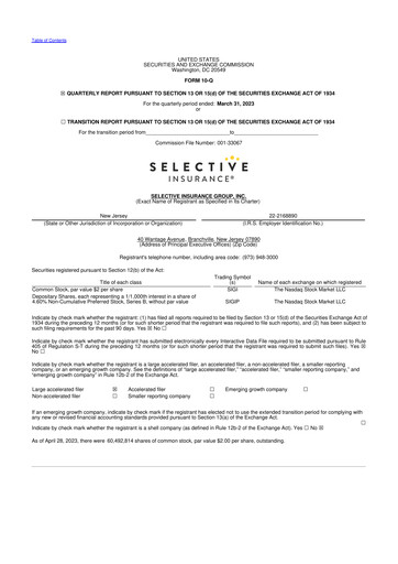 Thumbnail Selective Insurance 10-Q Quarterly Report FY2023 
