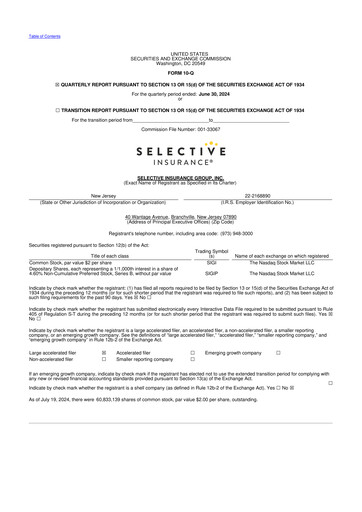 Thumbnail Selective Insurance 10-Q Quarterly Report FY2024 