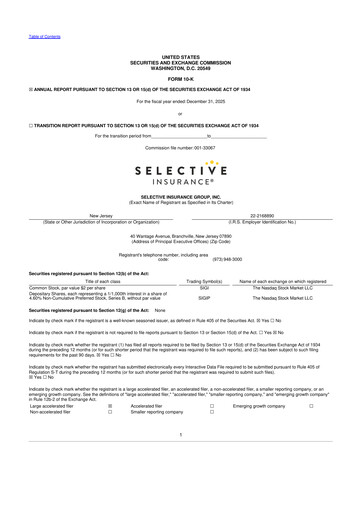 Thumbnail Selective Insurance 10-K Annual Report 2025