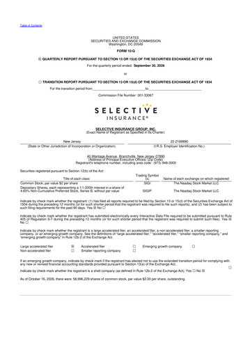 Thumbnail Selective Insurance 10-Q Quarterly Report FY2026 Q3