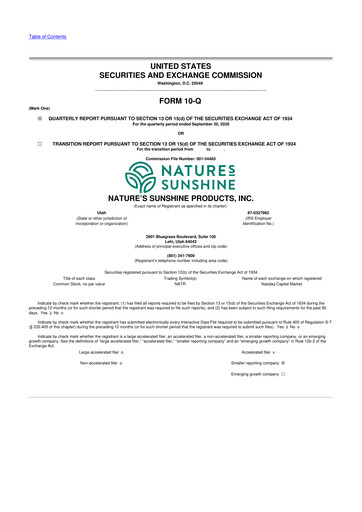 Thumbnail Nature's Sunshine Products 10-Q Quarterly Report FY2020 