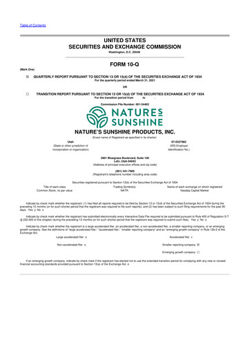 Thumbnail Nature's Sunshine Products 10-Q Quarterly Report FY2021 