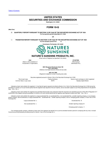Thumbnail Nature's Sunshine Products 10-Q Quarterly Report FY2022 