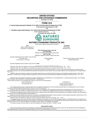 Thumbnail Nature's Sunshine Products 10-K Annual Report 2022