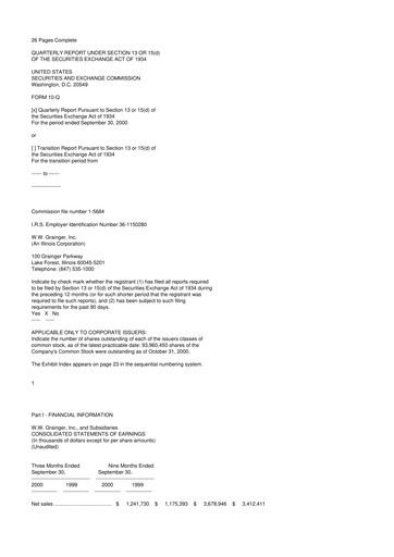 Thumbnail W. W. Grainger
 10-Q Quarterly Report FY 