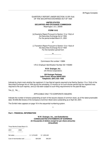 Thumbnail W. W. Grainger
 10-Q Quarterly Report FY 