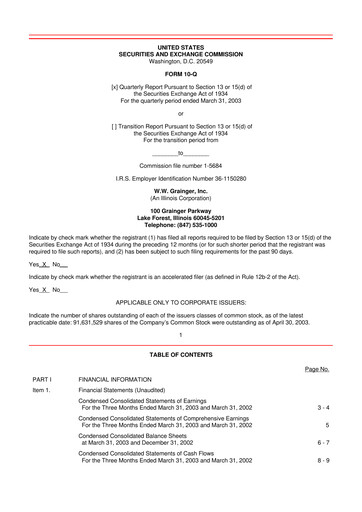 Thumbnail W. W. Grainger
 10-Q Quarterly Report FY 