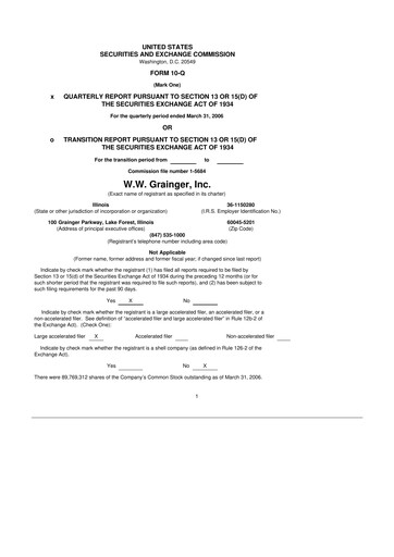 Thumbnail W. W. Grainger
 10-Q Quarterly Report FY 