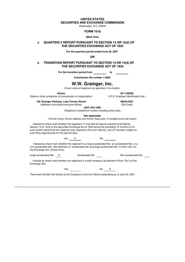 Thumbnail W. W. Grainger
 10-Q Quarterly Report FY 