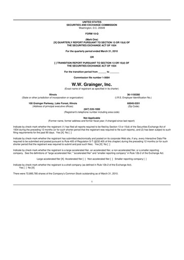 Thumbnail W. W. Grainger
 10-Q Quarterly Report FY2010 
