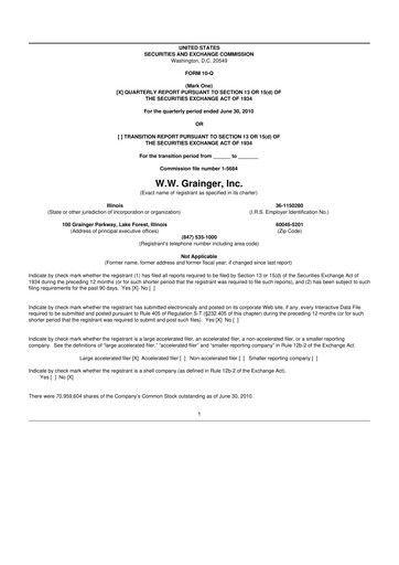 Thumbnail W. W. Grainger
 10-Q Quarterly Report FY2010 