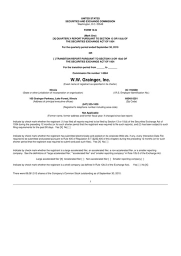 Thumbnail W. W. Grainger
 10-Q Quarterly Report FY2010 