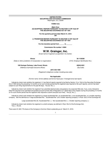 Thumbnail W. W. Grainger
 10-Q Quarterly Report FY2016 