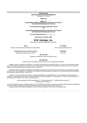 Thumbnail W. W. Grainger
 10-Q Quarterly Report FY2018 