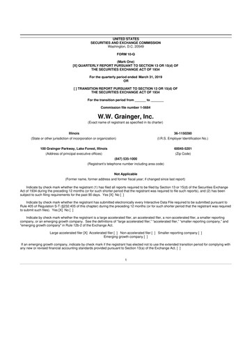 Thumbnail W. W. Grainger
 10-Q Quarterly Report FY2019 