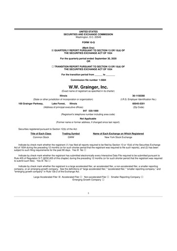 Thumbnail W. W. Grainger
 10-Q Quarterly Report FY2020 