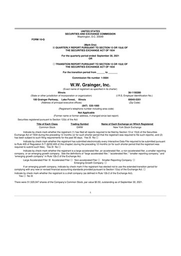Thumbnail W. W. Grainger
 10-Q Quarterly Report FY2021 