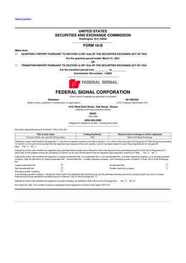 Miniature Federal Signal 10-Q Rapport trimestriel 2021 