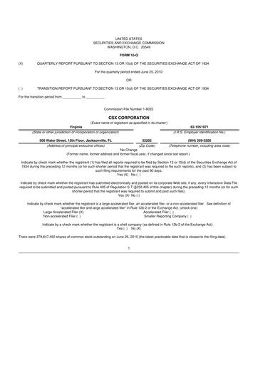 Thumbnail CSX Corporation 10-Q Quarterly Report FY2010 