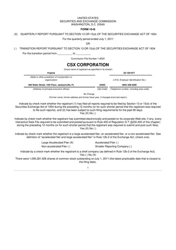 Thumbnail CSX Corporation 10-Q Quarterly Report FY2011 