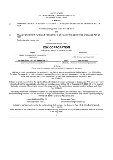 Thumbnail CSX Corporation 10-Q Quarterly Report FY2013 