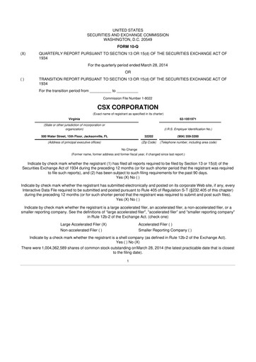 Thumbnail CSX Corporation 10-Q Quarterly Report FY2014 