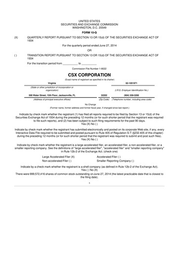 Thumbnail CSX Corporation 10-Q Quarterly Report FY2014 