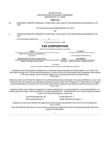Thumbnail CSX Corporation 10-Q Quarterly Report FY2014 