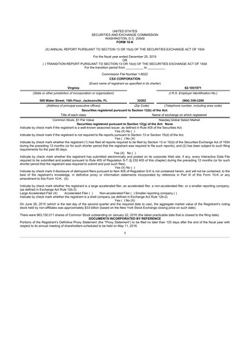 Thumbnail CSX Corporation 10-K Annual Report 2015