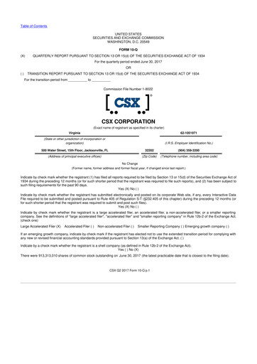 Thumbnail CSX Corporation 10-Q Quarterly Report FY2017 